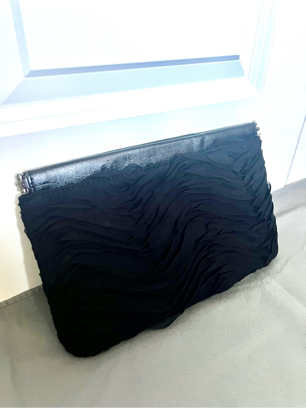 Express Dressy Black Ruffle Clutch